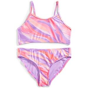 Ideology Big Girls Brushstroke Bikini, Sleeveless 2 Pc Swimsuit - Pink - Size M